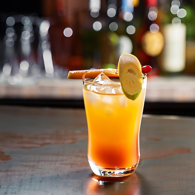 Ein Glas Orangensaft auf dem Tisch