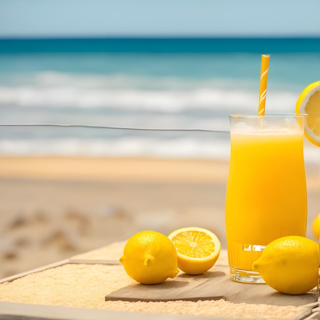 Ein Glas Orangensaft mit einem Strohhalm