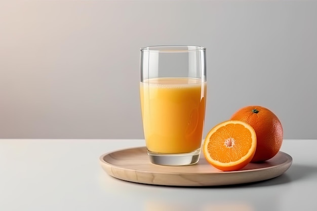 Ein Glas Orangensaft mit Orangenscheiben isoliert auf weißem Hintergrund