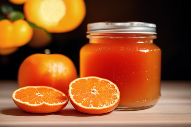 Ein Glas Orangensaft neben einem Glas Orangen.