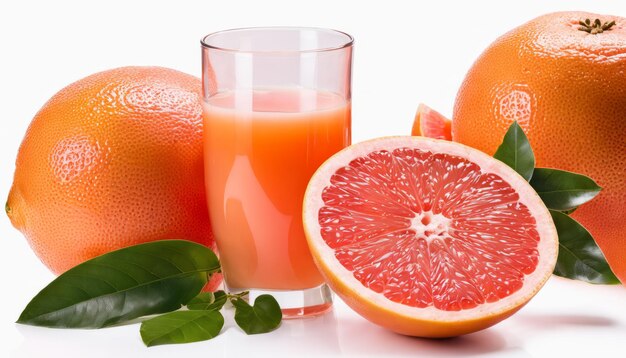 Ein Glas Orangensaft und ein Stück Grapefruit