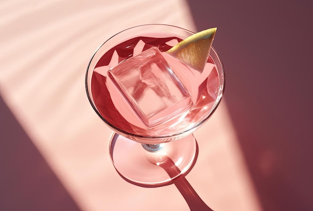 Foto ein glas rosa und eisgekühlter cocktail im stil von ren hang