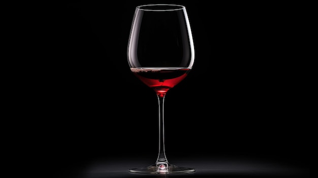 Ein Glas Rotwein auf einem hohen Bein vor einem schwarzen Hintergrund-Silhouettenkonzept