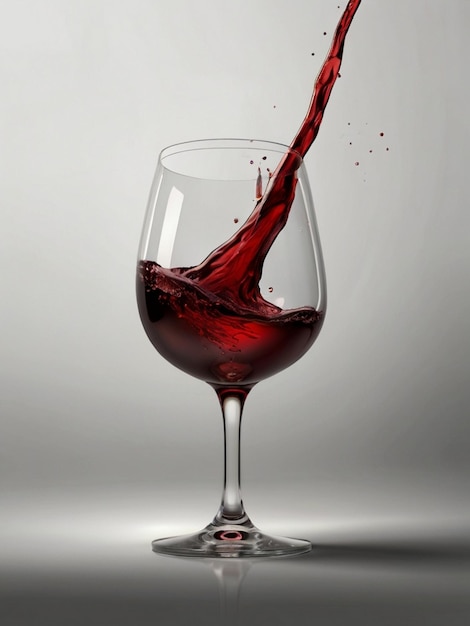 Ein Glas Rotwein auf weißem Hintergrund hyperrealistisch von KI erstellt