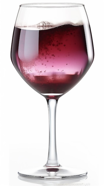 Ein Glas Rotwein mit Blasen darauf