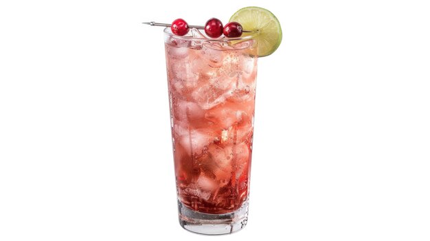 ein Glas Rotwein mit einer grünen Limette oben