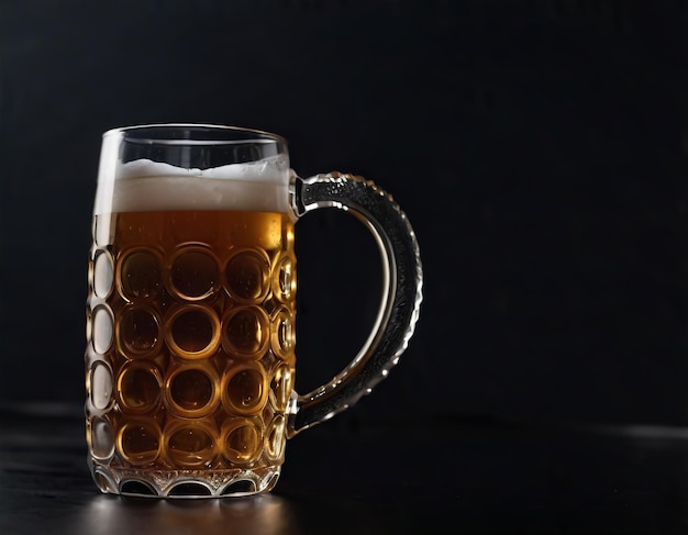 Foto ein glas schaumiges bier auf einem dunklen hintergrund