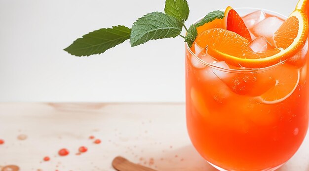 Ein Glas Spritz-Aperol-Cocktail mit Orange im Keller