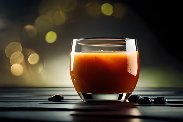 Foto ein glas tee mit blaubeeren auf dem tisch