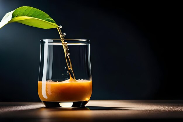 Ein Glas Tomatensaft wird in ein Glas gegossen.