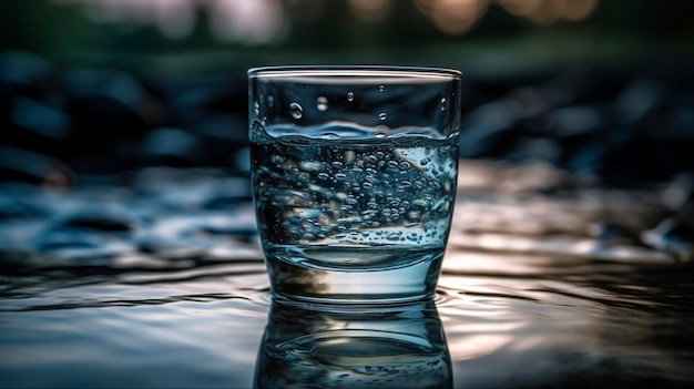 Foto ein glas wasser auf einem schönen hintergrund generative ki