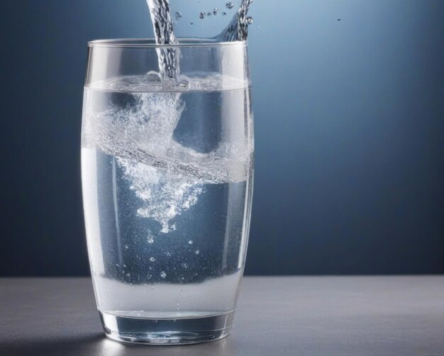 Foto ein glas wasser, in das ein spritzer wasser gegossen wird