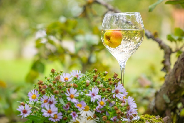 Ein Glas Wein auf dem Hintergrund der Natur