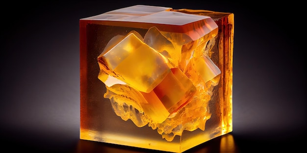 Ein Glasblock mit Eiswürfeln darin Generative KI