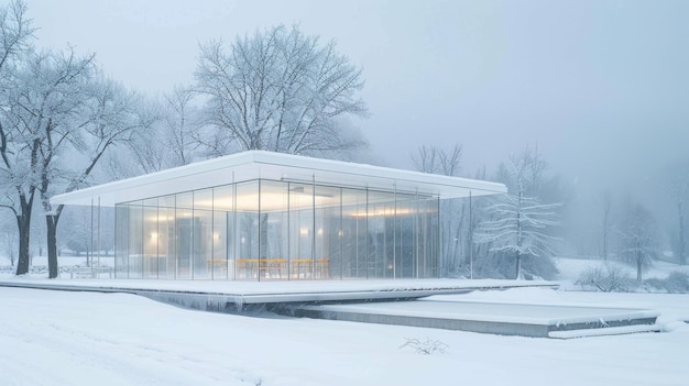 Foto ein glashaus im schnee