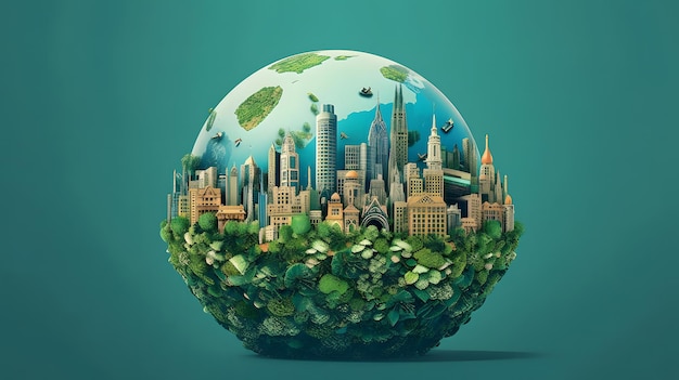 ein Globus in Form einer modernen Stadt