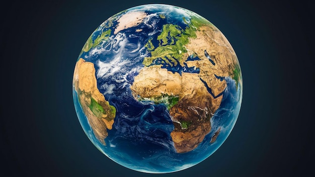 Foto ein globus mit der erde, den ozeanen und der erde