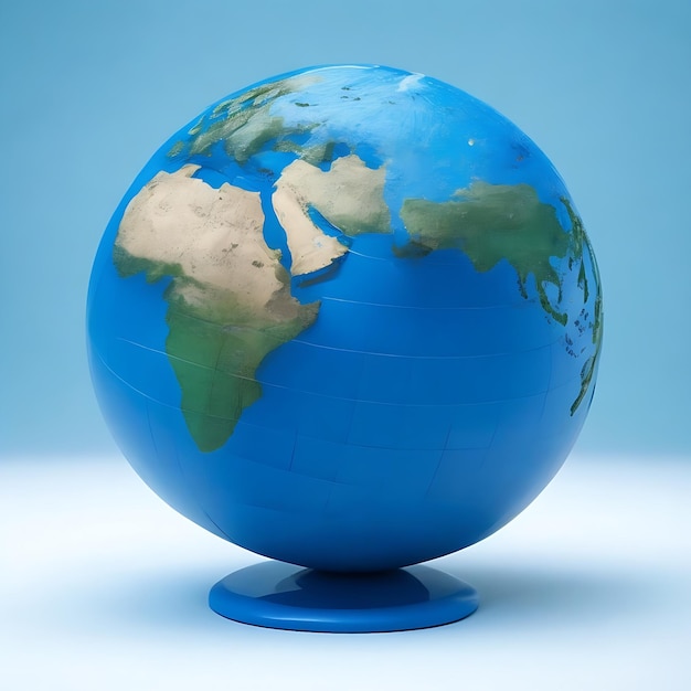 Ein Globus mit einem Globus darauf und einem blauen Globus darauf