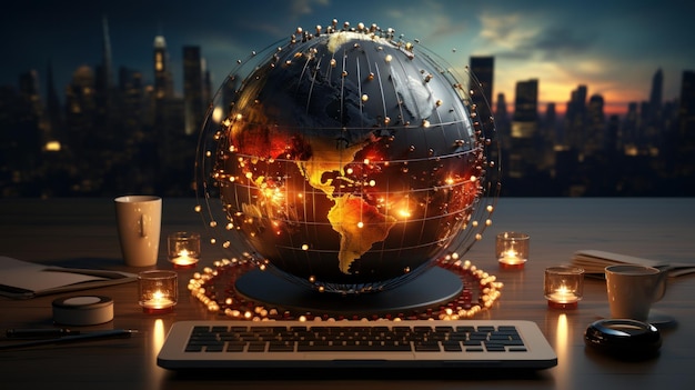 Ein Globus mit KI-generierten digitalen Marketingstrategien