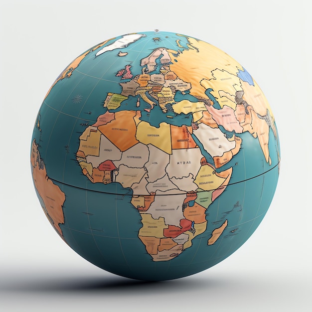 ein Globus mit verschiedenen farbigen Kontinenten