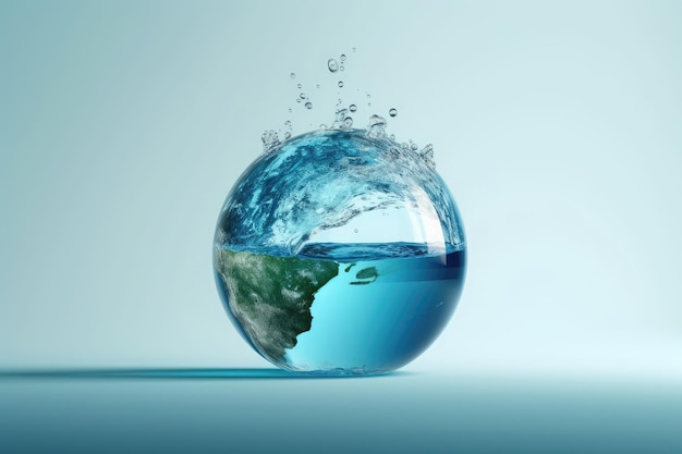 Ein Globus mit versteckter Botschaft „Save the Water Generative AI“.