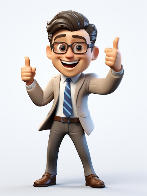 ein glücklicher 3D-Geschäftsmann auf transparentem weißem Hintergrund
