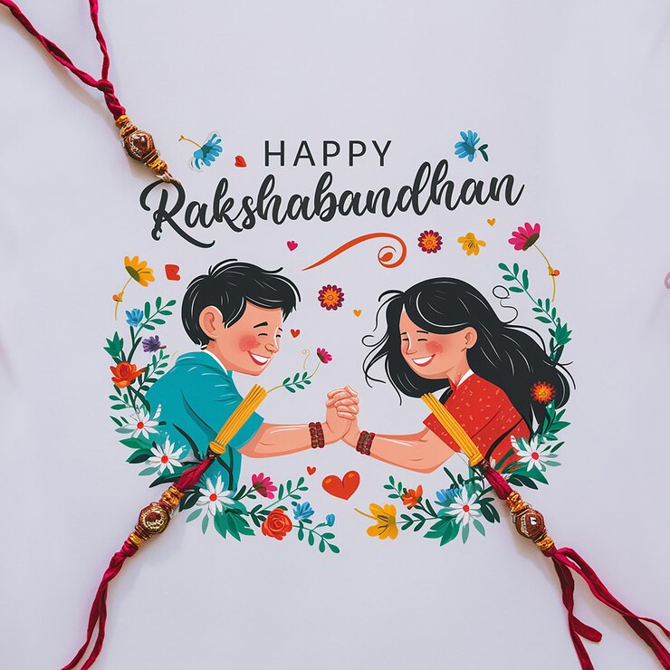 ein glücklicher Bruder und Schwester auf dem Rakshabandhan-Festival