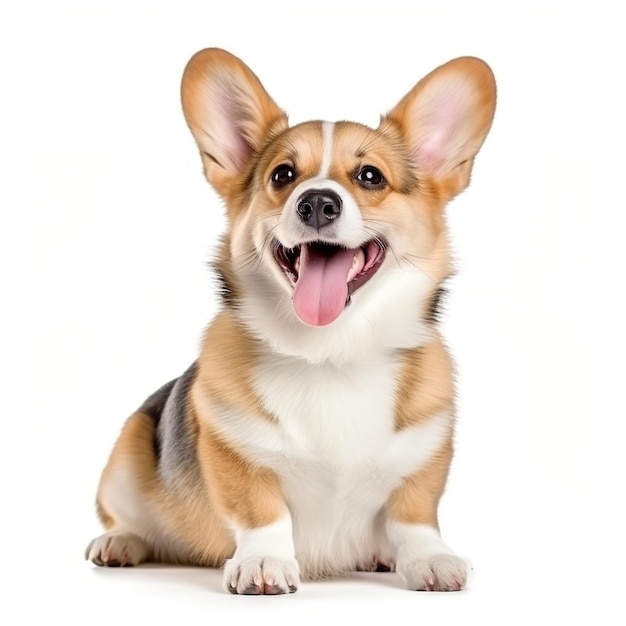 Ein glücklicher Corgi-Hund sitzt