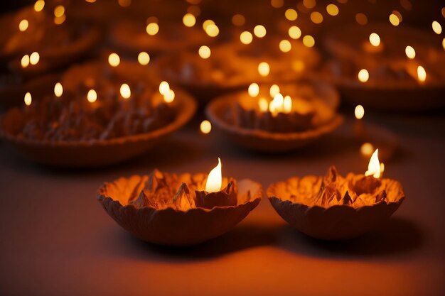 Ein glücklicher Diwali-Feiergrund mit traditionellen Lampen