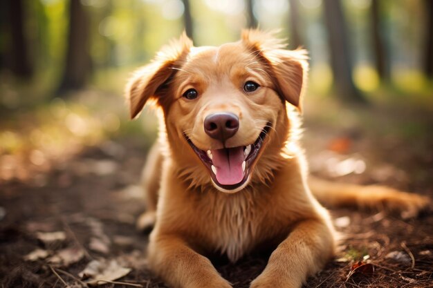 Ein glücklicher Hund lächelt generativ
