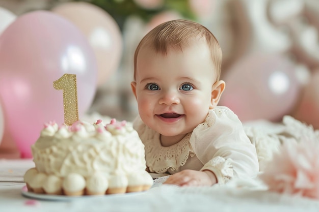 Ein glückliches einjähriges Baby Alles Gute zum Geburtstag
