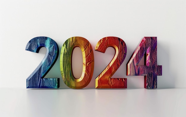 Foto ein glückliches neues jahr 2024 in 3d-text