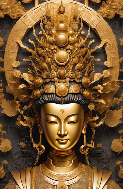 ein Golden BuddhasGuanyin-Roboter mit generativer KI