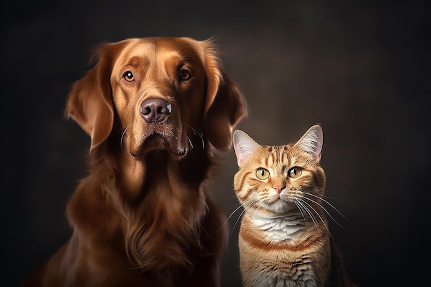 Ein Golden Retriever und eine Katze