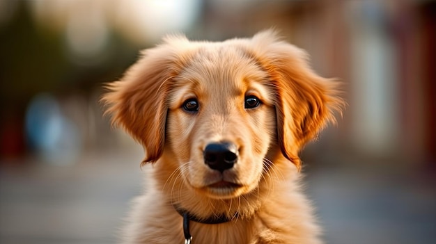 Ein Golden Retriever Welpe mit Halsband