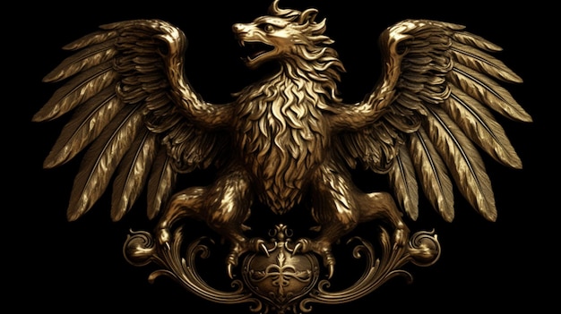 Ein goldener Adler mit einem Kreuz darauf