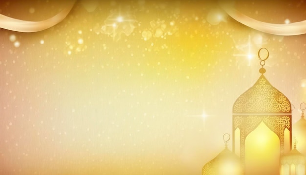 Ein goldener Hintergrund mit einer Moschee und einem Licht