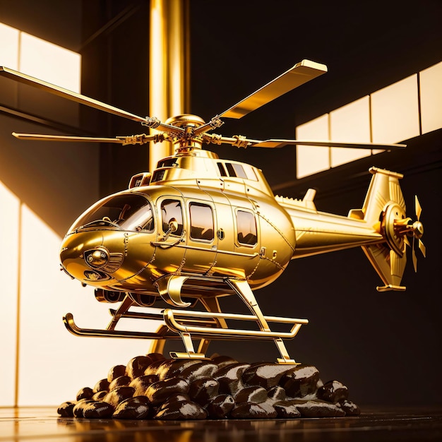 Ein goldener Hubschrauber