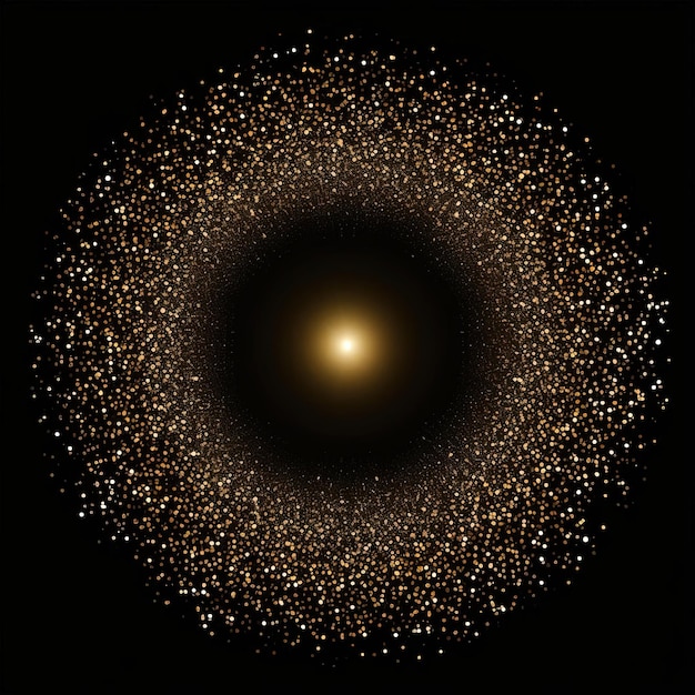 ein goldener Kreis mit weißen Punkten im Stil der kosmischen Abstraktion
