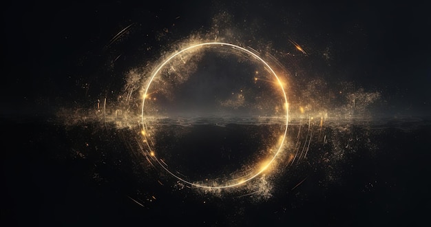 ein goldener Kreis wird mit dem Licht geformt, das von oben in der Art von zerbrochen gezeigt wird