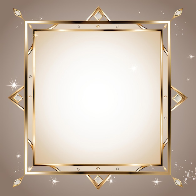 ein goldener Rahmen mit Diamanten und Sternen auf braunem Hintergrund