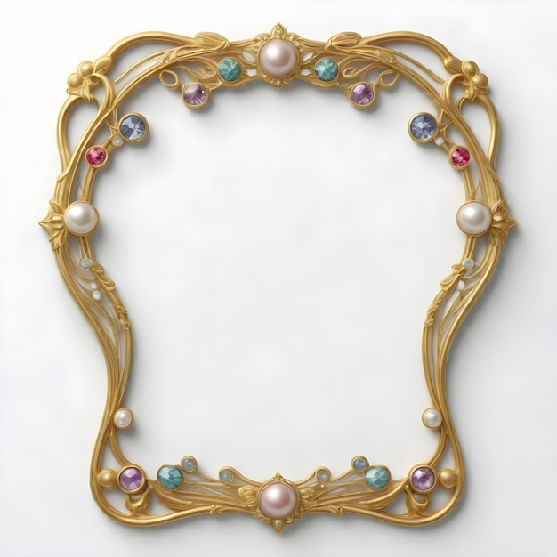 ein goldener Rahmen mit einem goldenen Rahmen mit einer Perle und einer Perle
