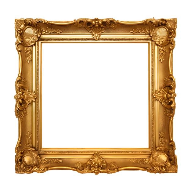 Ein goldener Rahmen mit weißem Hintergrund