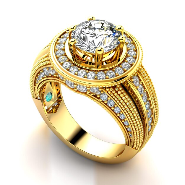 Ein goldener Ring mit Diamanten und einem Diamanten darauf
