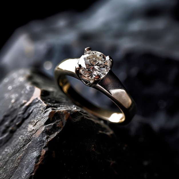 Foto ein goldener ring mit einem diamanten darauf