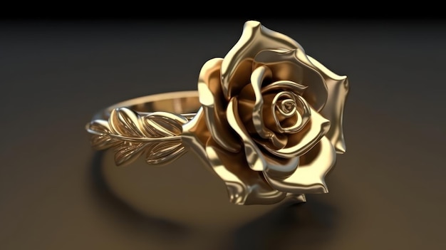 Ein goldener Ring mit einem Rosenmuster darauf