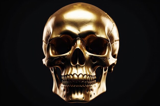 Ein goldener Schädel auf dunklem Hintergrund