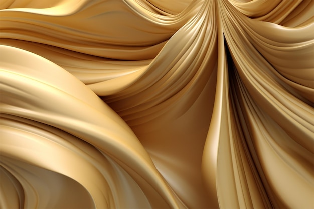 Ein goldener Seidenstoff, der spiralförmig drapiert ist