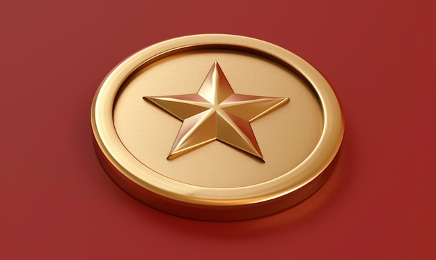ein goldener Stern auf rotem Hintergrund 3D finanzielle Investitionen und Finanzmanagement kreatives Gold