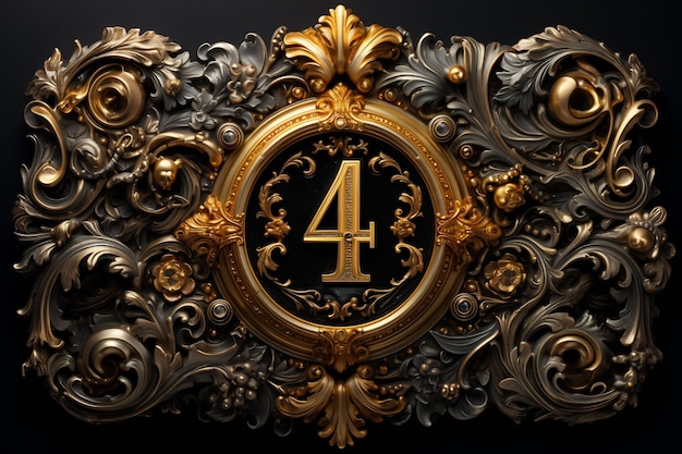 ein goldener und bronzener Kreis mit der Nummer 4 darauf